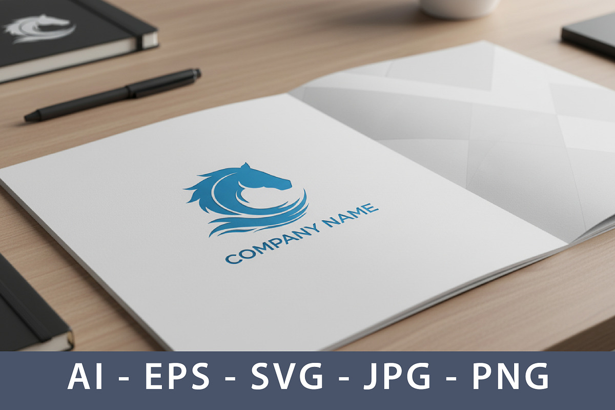Stylish Blue Horse Head Logo Design, a Branding & Logo Template by Saba Vector (Photo 2 of 3)