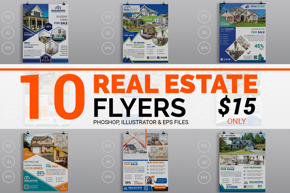 10 Real Estate Flyers Bundle 90% OFF, a Flyer Template by Imagine Design Studio (Photo 1 of 11)