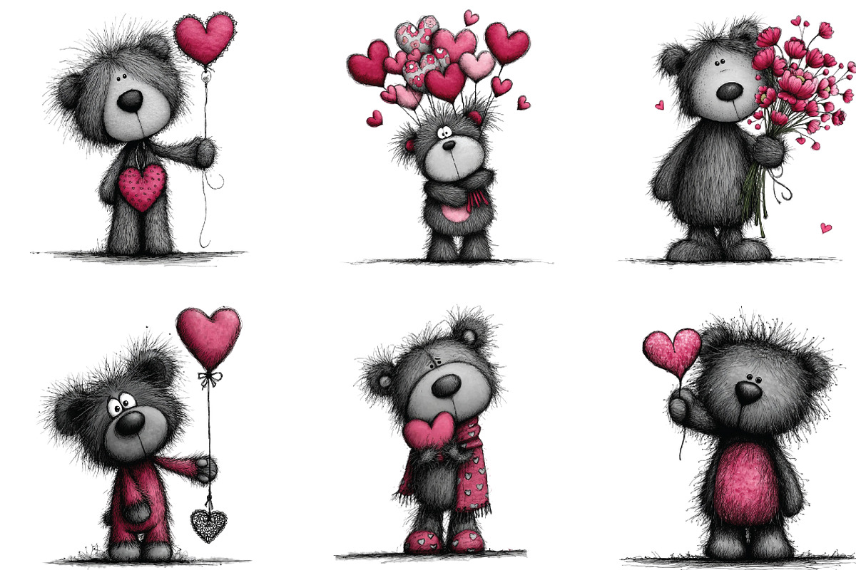 Teddy Bear Valentine Clipart, an Illustration by CraftArtStudio (Photo 6 of 6)