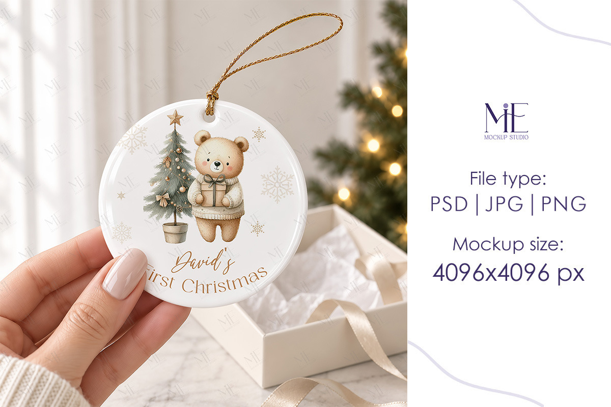 Christmas Ceramic Ornament Mockup, a Merchandise Mockup by Mie Mockup Studio (Photo 7 of 7)
