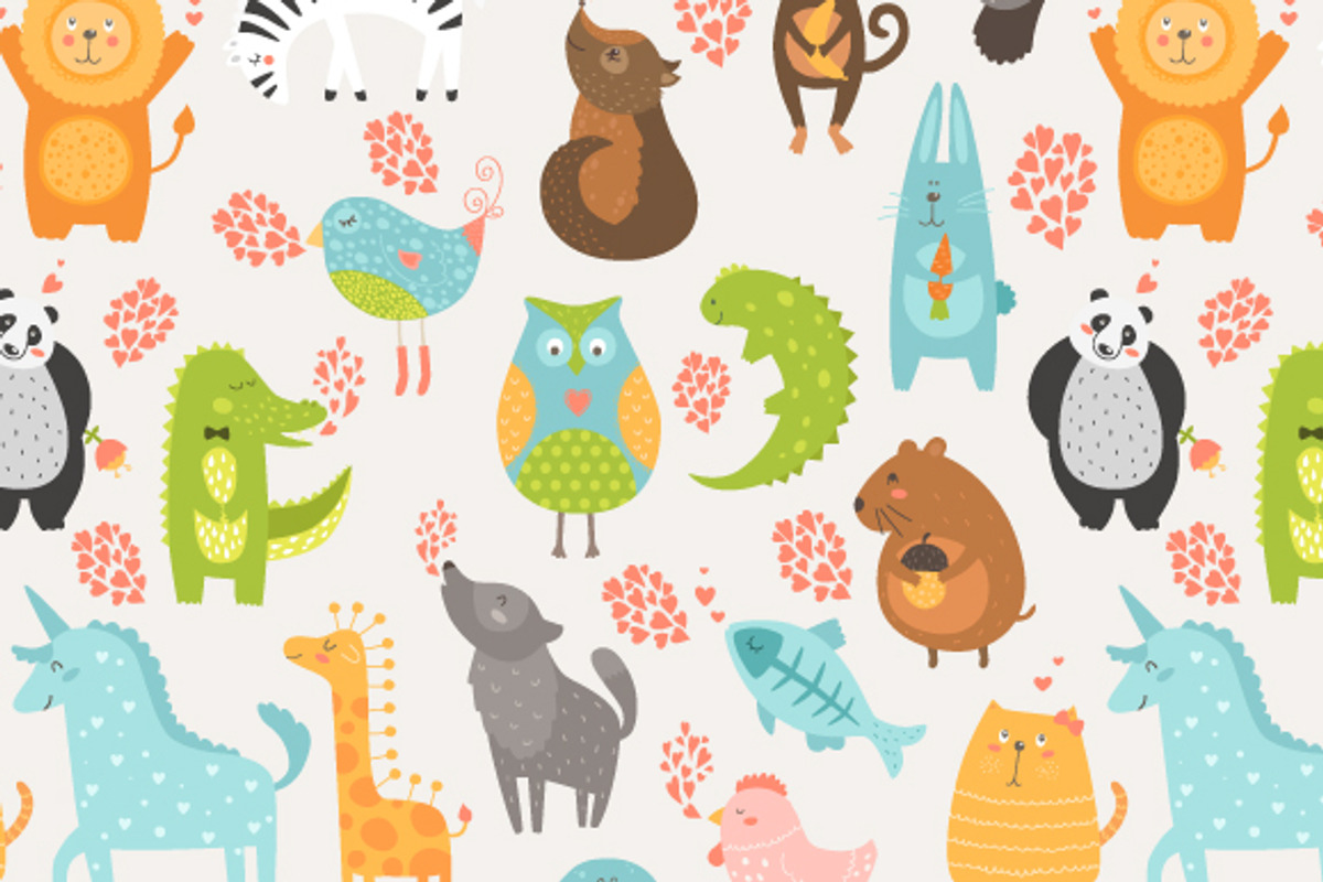 8 Seamless patterns with animals preview 4
