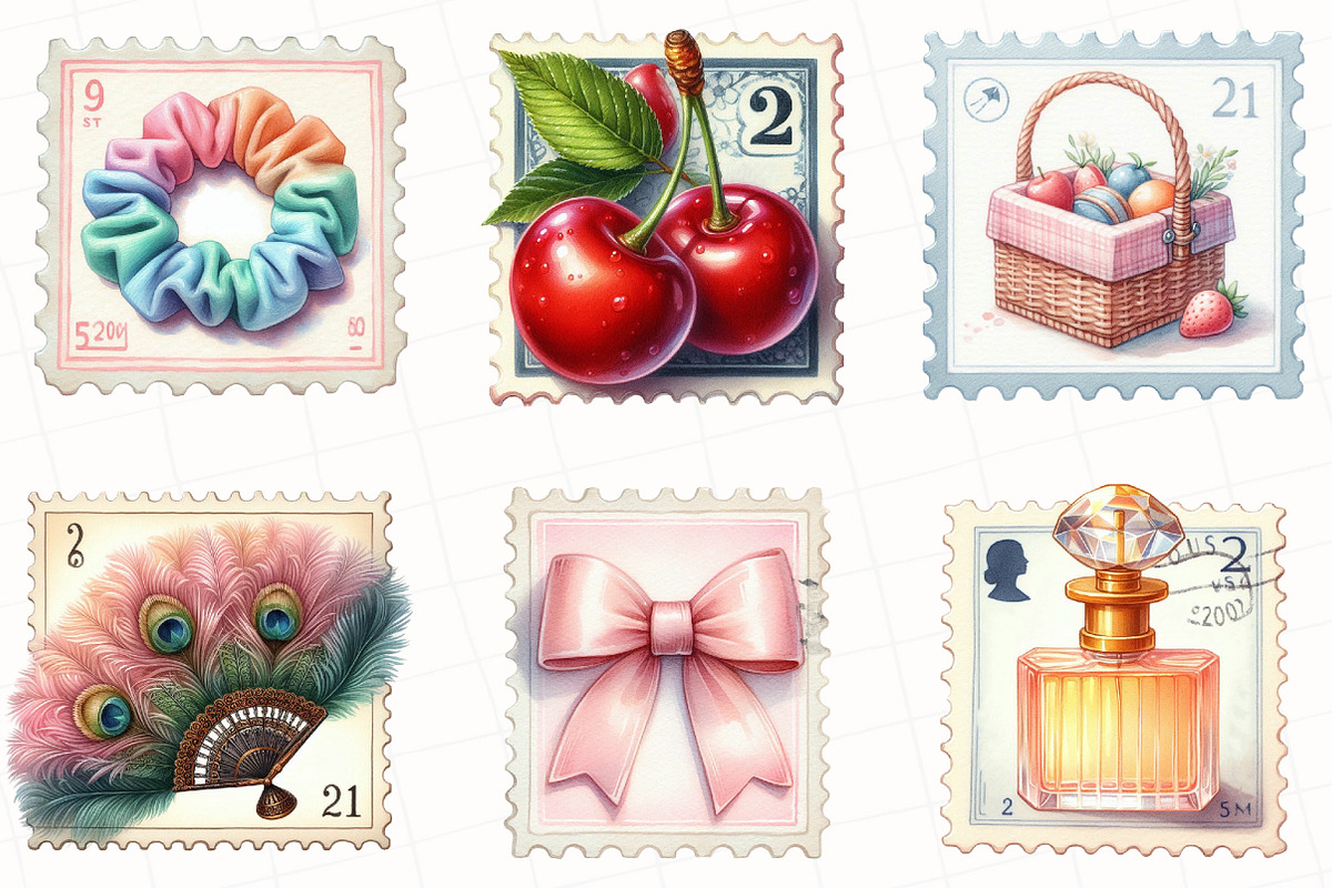 Coquette Summer Postage Stamp, an Illustration by OK Design (Photo 2 of 5)