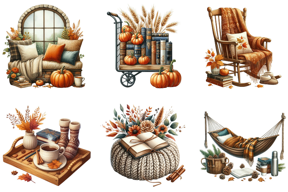 Fall Reading Nook Clipart, an Illustration by DreamArtGraphic (Photo 2 of 4)