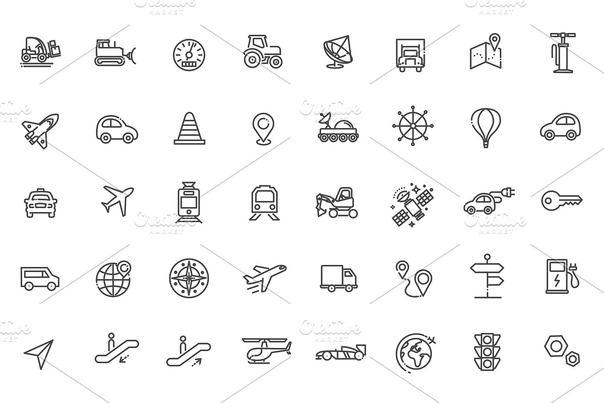Transport Icons, Thin Line Design, an Outline Icon by Tettygreen (Photo 2 of 5)