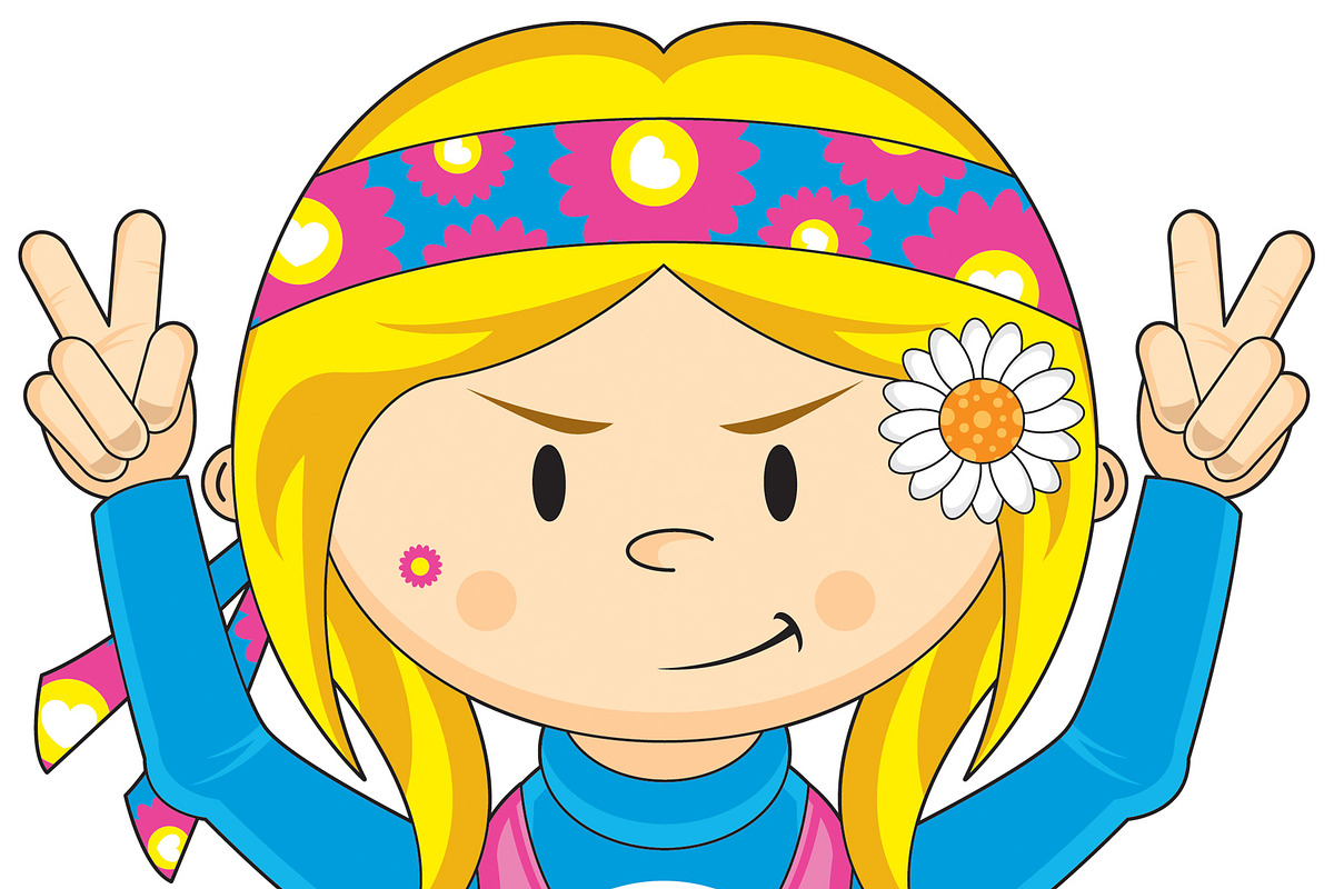 Cute Cartoon Hippie Girl, a Person Illustration by Mark Murphy Creative (Photo 2 of 2)