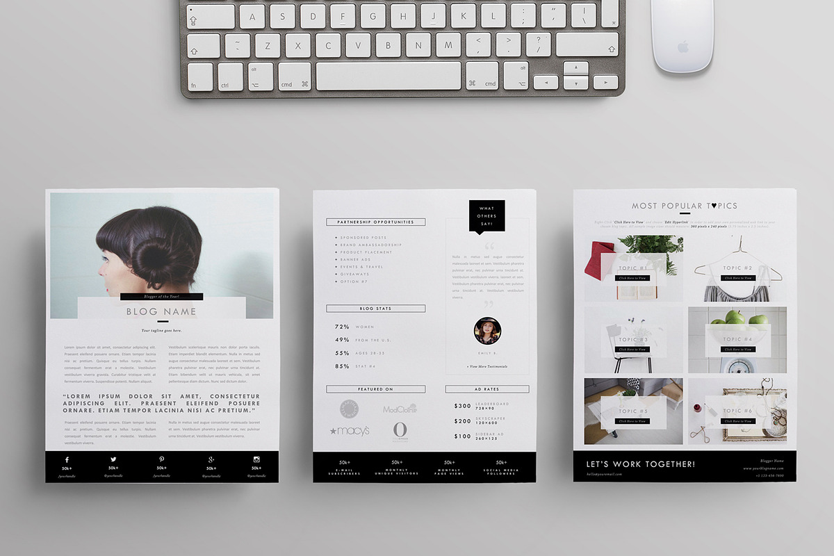 Blog Media Kit Template | 3 Pages, a Resume Template by Blogger Kit Co. (Photo 1 of 7)