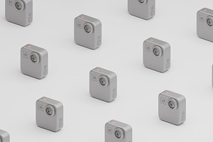 Action camera pattern background in minimalist 3D composition, a Technology Photo by RF Images
