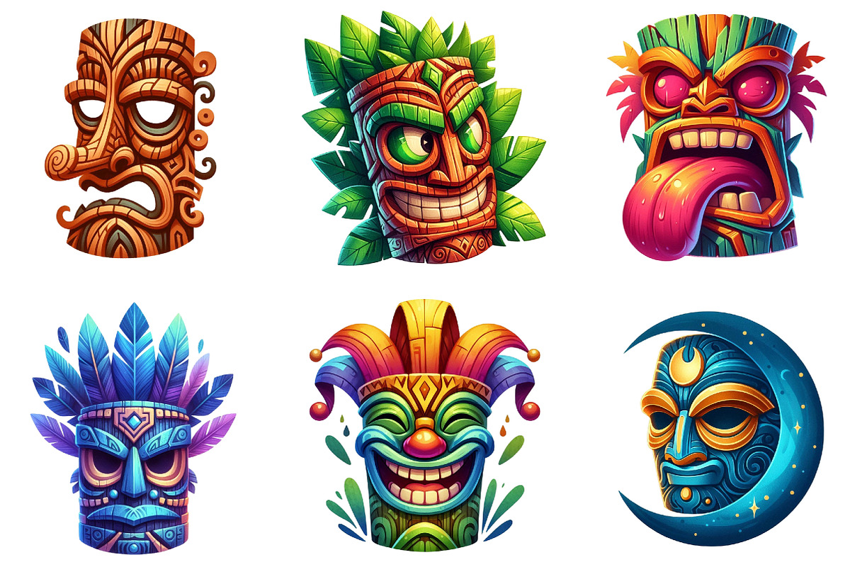 Festival Tiki Mask Clipart, an Illustration by DreamArtGraphic (Photo 3 of 4)