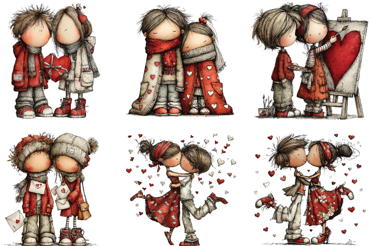 Romantic Valentine Couple Clipart, an Illustration by CraftArtStudio (Photo 3 of 6)