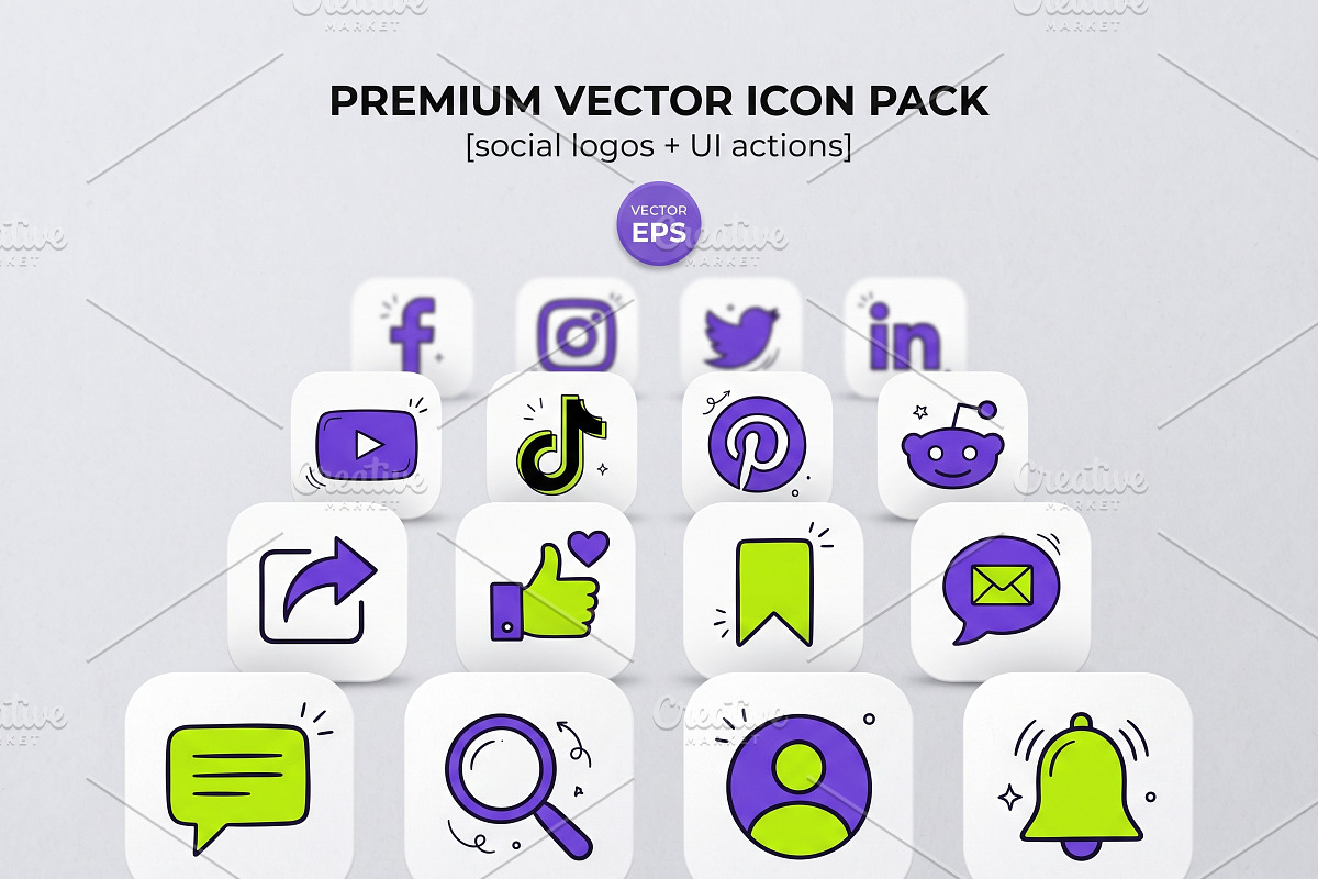 Social Media UI Icon EPS Bundle, a Technology Illustration by NH graphic (Photo 2 of 3)