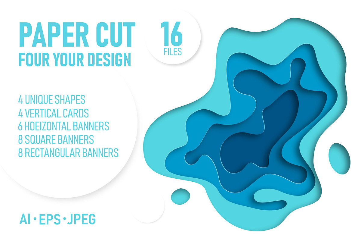 Blue paper cut banners, a Flyer Template by Vitaliy Starkov (Photo 1 of 5)