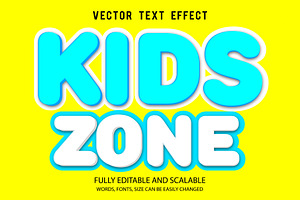 Kids Zone Vector 3d Editable Text