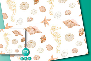 8 Sea World Seamless Patterns