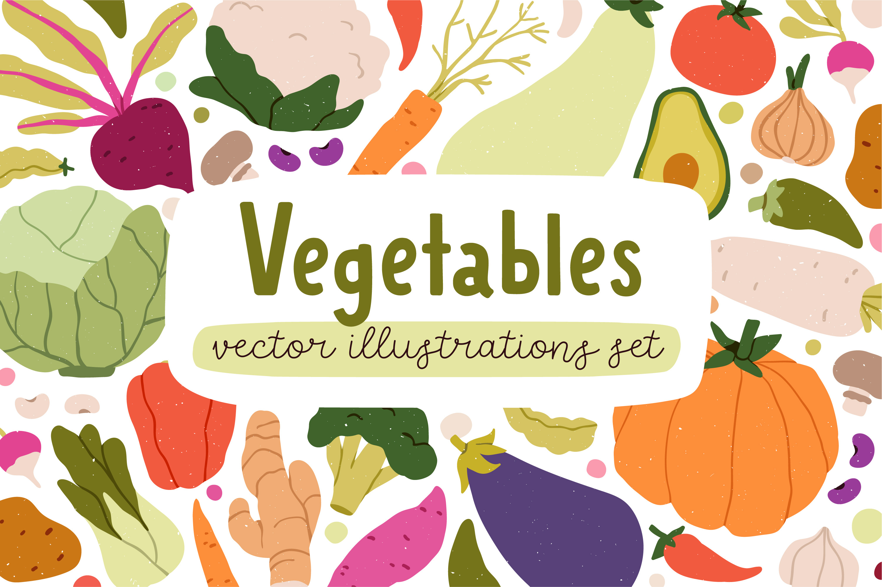 Fresh healthy organic vegetables set, a Food Illustration by Good Studio
