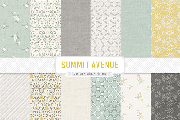 Vintage Mint Gold Gray Papers preview 3