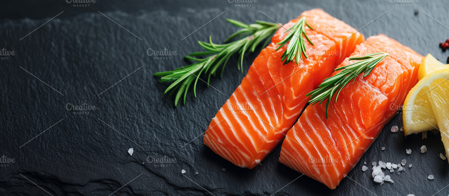 Fresh raw salmon fillets banner, a Food & Drink Photo by MistyDay