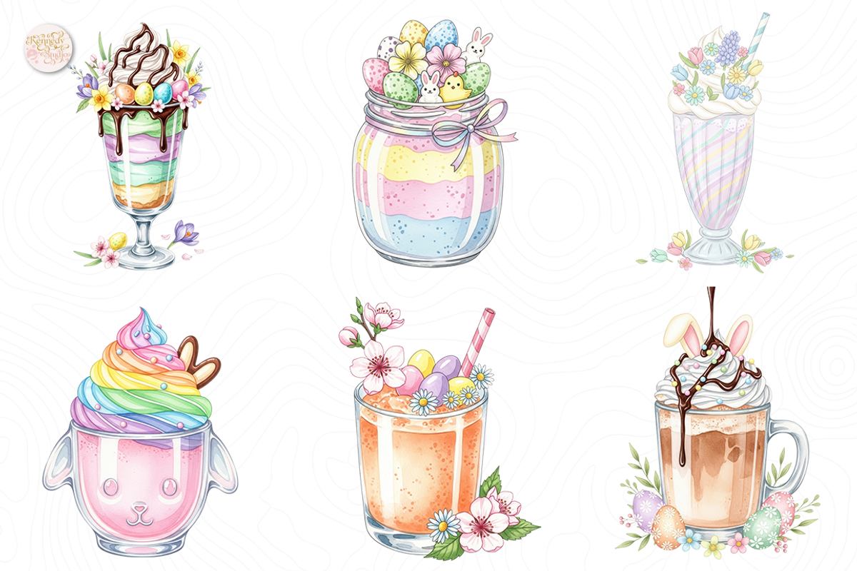 Easter Coffee Cup PNG Clipart Trio., a Food Illustration by KennedyStudio (Photo 3 of 5)