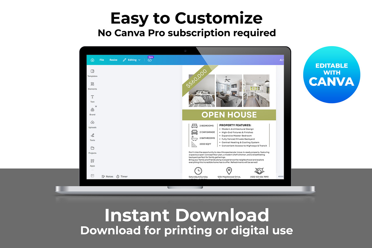 Open House Flyer Canva Template, a Flyer Template by M9 Design (Photo 4 of 5)