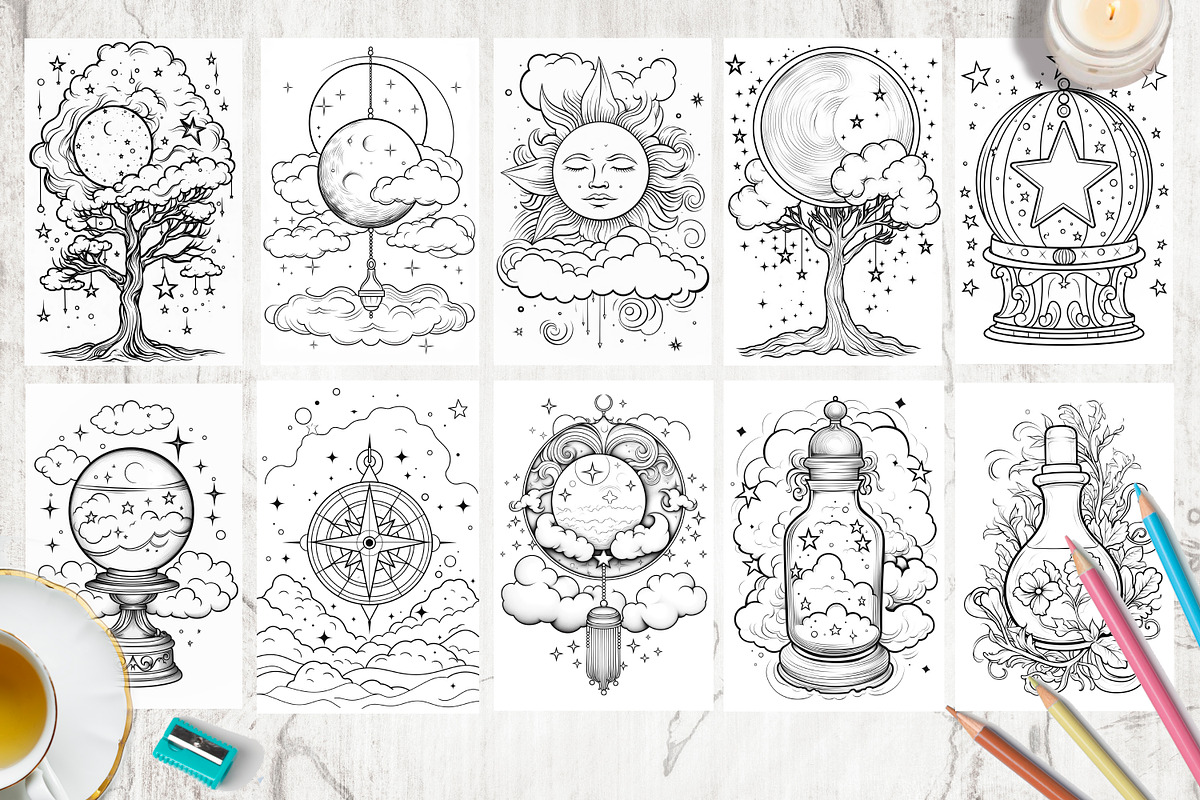 Coloring Pages For Adults and Kids, a Decorative Illustration by AlineArtStore (Photo 3 of 9)