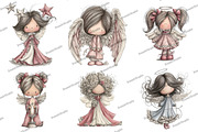Whimsical Christmas Angel Clipart, an Illustration by DreamArtGraphic (Thumbnail 5 of 5)