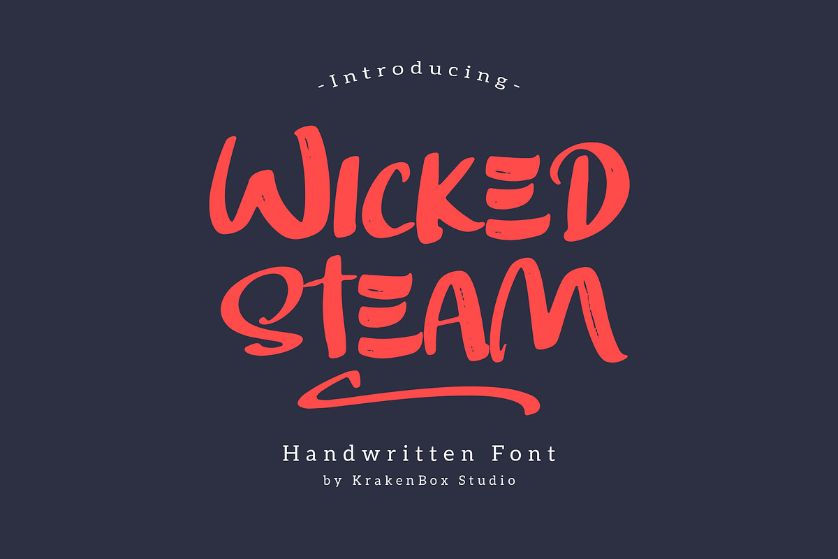 Wicked Steam - Handwritten Font, a Script Font by Krakenbox Studio (Photo 1 of 11)