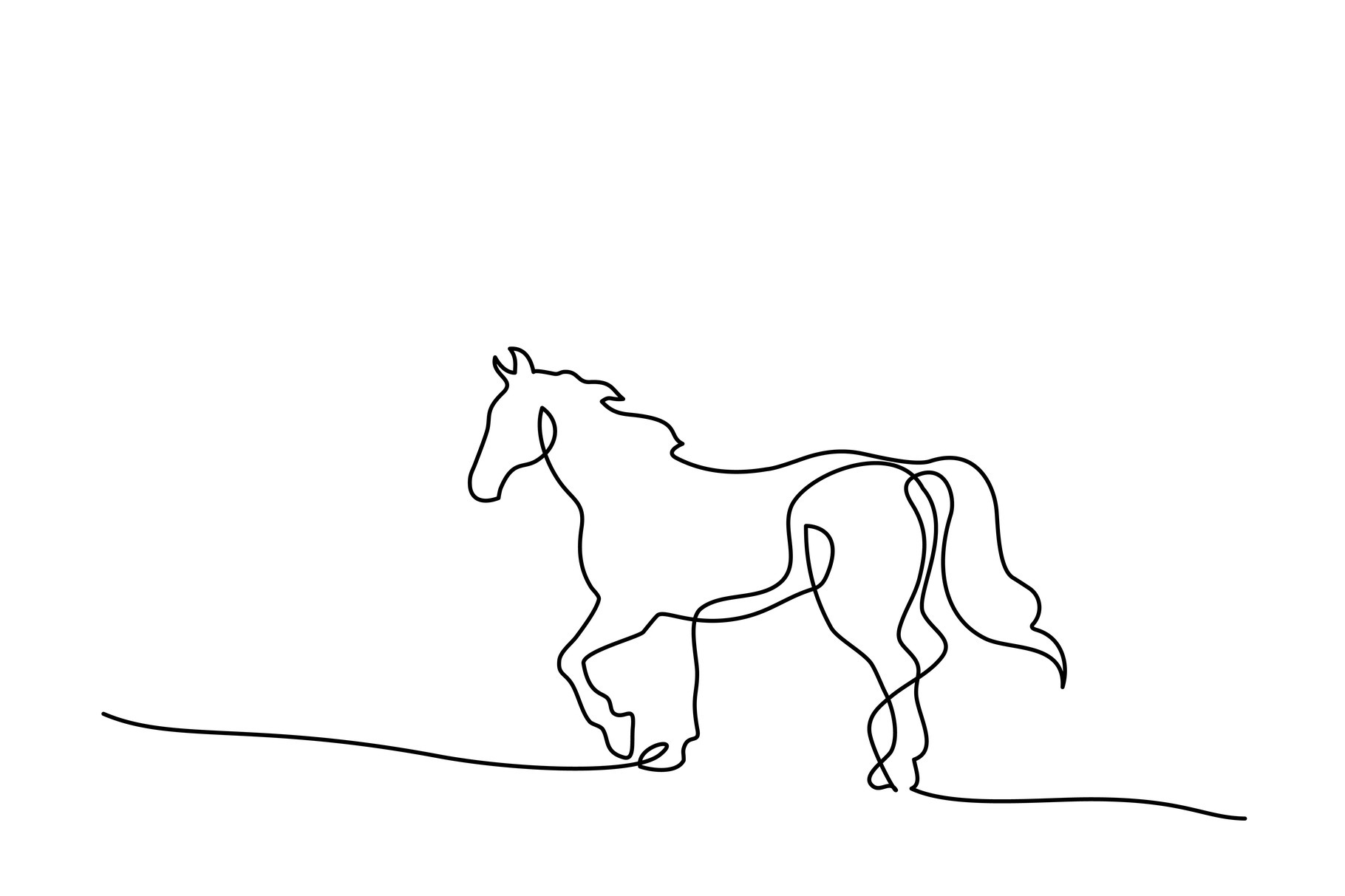 Continuous line drawing. Horse logo, an Animal Illustration by Valenty
