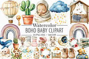 Watercolor Boho Baby Clipart,, an Illustration by Libby Wishes (Thumbnail 1 of 5)