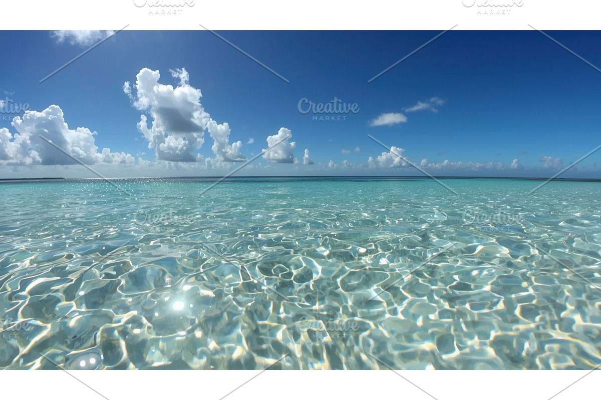 Clear turquoise ocean water under a, an Illustration by tilialucida