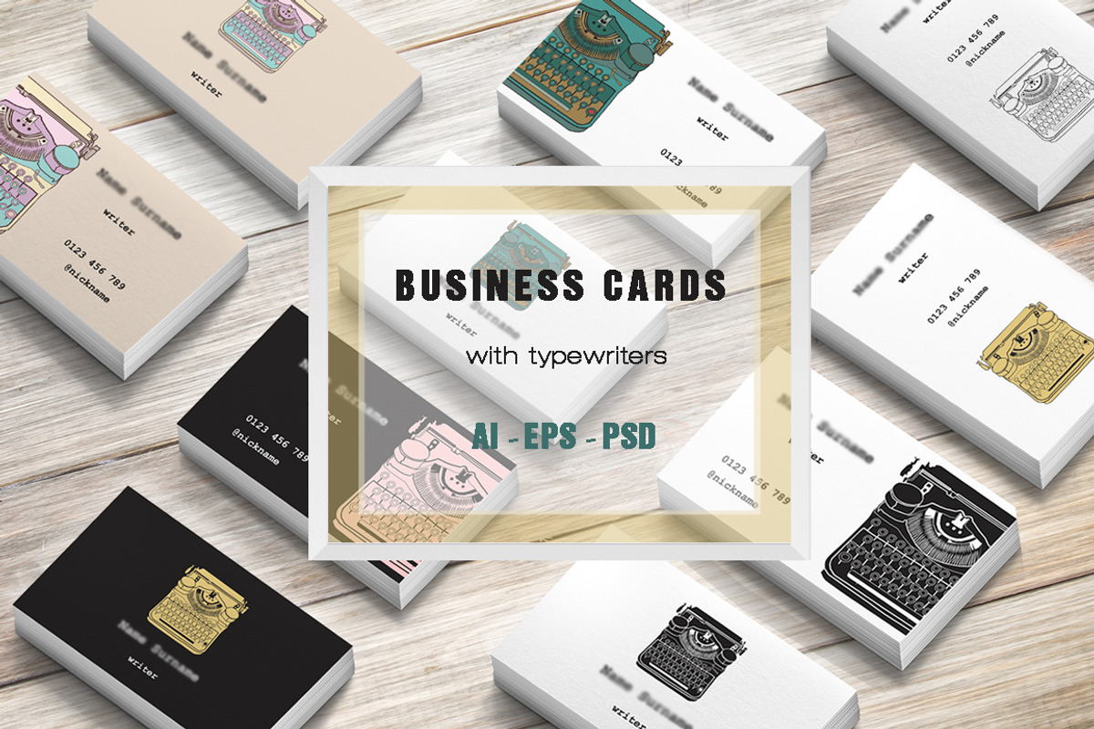 Business Cards with typewriters, a Business Card Template by IRSYART (Photo 1 of 12)