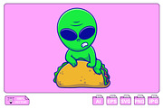 Cute Alien Climbing Out From Taco, an Object Illustration by Artstorystudio (Thumbnail 2 of 3)