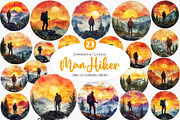 Silhouette Man Hiker Clipart PNG, an Illustration by SinaCreation (Thumbnail 1 of 5)
