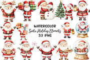 Cute Santa & Holiday Elements Clipar, an Illustration by CraftArtStudio (Thumbnail 1 of 6)