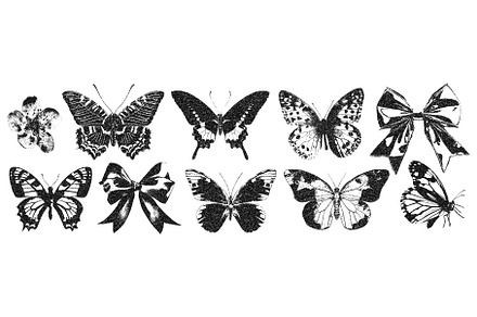 Bow ribbons and butterflies with, an Illustration by Simple Patterns