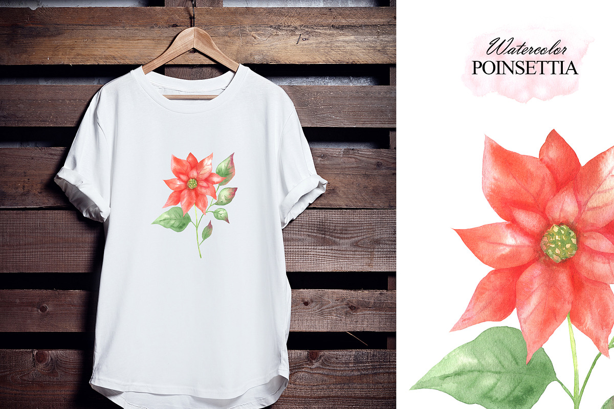 Watercolor poinsettia clipart, an Illustration by OlDm_Shop (Photo 9 of 10)