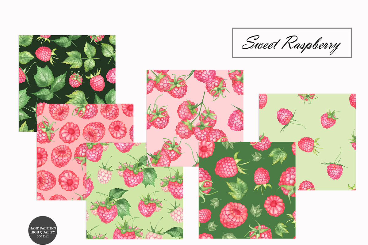 Raspberry Seamless Patterns, an Illustration by OlDm_Shop (Photo 2 of 9)