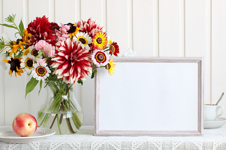 Summer mockup with flowers, a Background Photo by BalaguR