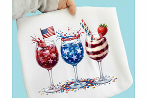 4th of July Wine Glasses PNG, a Seasonal Illustration by designcity5