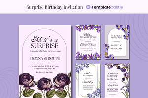5 Birthday Surprise Party Invitation, a Templates & Theme by TemplateCastleStore