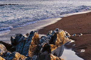 Sunrise ocean view from beach (Bay of Biscay)., a Nature Photo by YuriyB