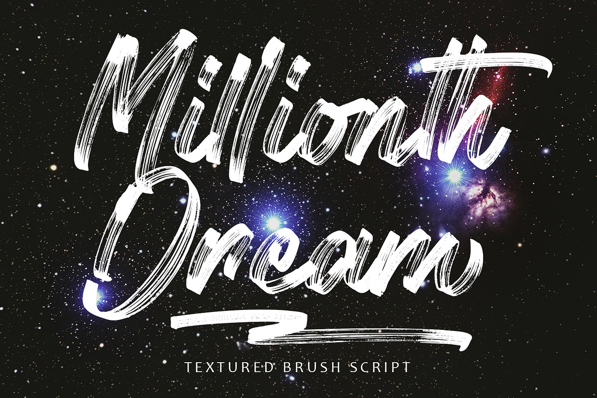 Millionth Dream - Textured Script, a Script Font by Arendxstudio (Photo 1 of 8)