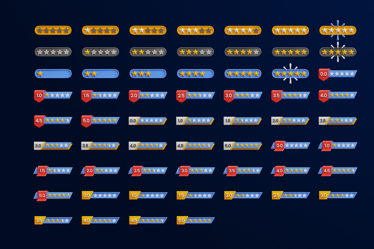 3D Star Ratings, an Object 3D Model by Rakata Studio (Photo 3 of 3)