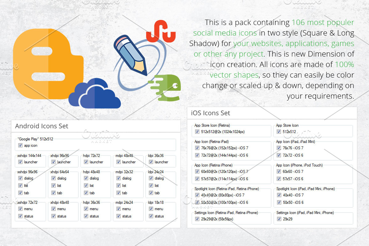 212 Flat Social Media Icons preview 5
