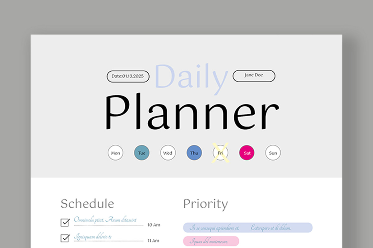 Daily Planner Layout, a Stationery Template by ContestDesign (Photo 2 of 5)