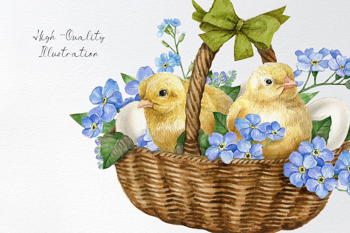 Watercolor spring easter clipart, a Seasonal Illustration by yana.fefelova (Photo 3 of 5)