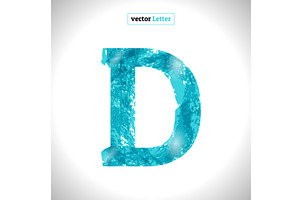 Grunge Vector Symbol D. Font Blue