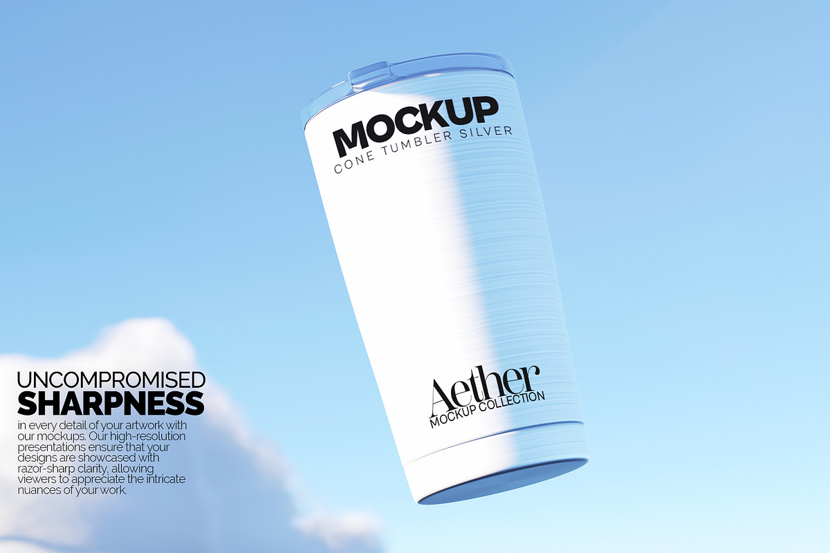 Cone Shaped Silver Tumbler Mockups, a Cups & Container Mockup by Banana Mockups (Photo 2 of 6)