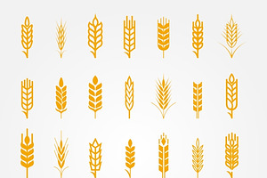 Vector Wheat Ears Icons Set