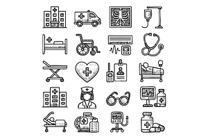 Medical Hospital Icon Set, an Object Graphic by RT Studio