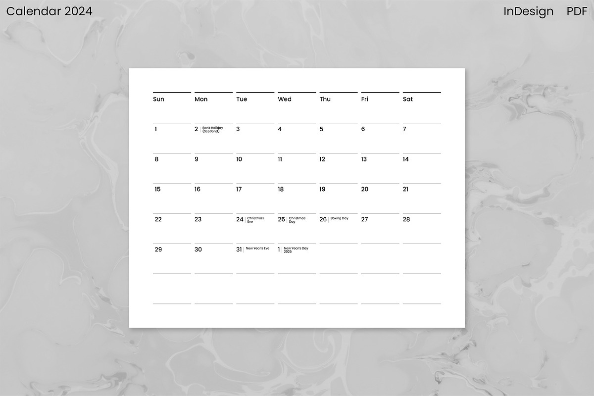 Minimalist Calendar 2024 (InDesign), an Object Graphic by Kessens (Photo 27 of 28)