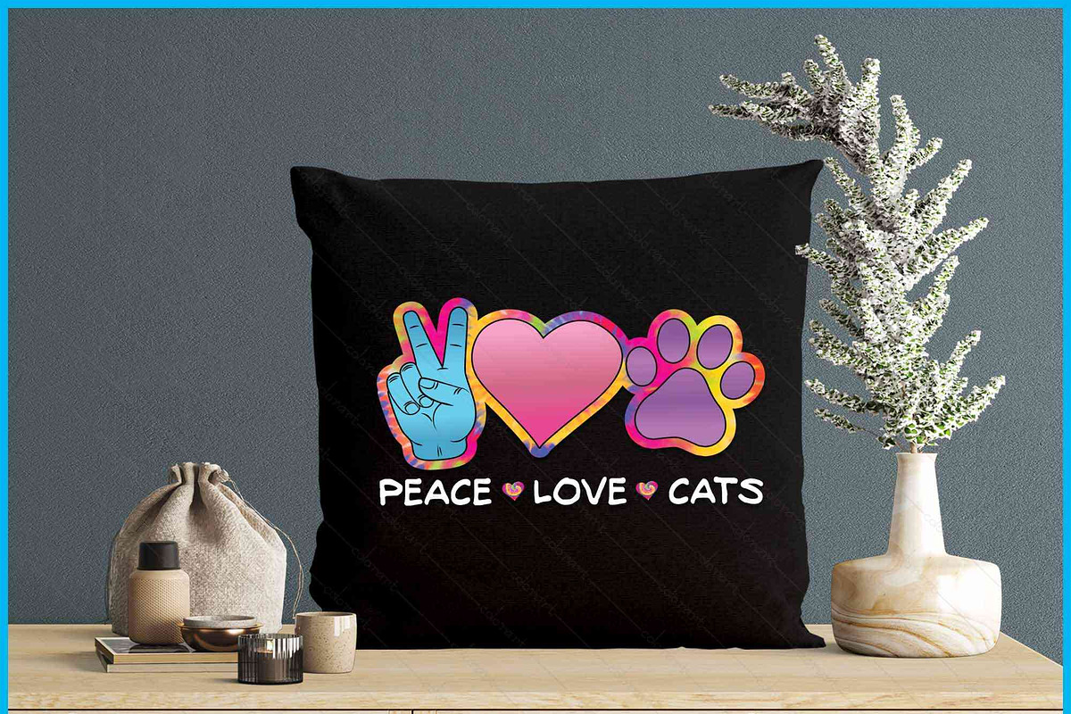 Peace Love Cats Cute Kitten SVG, an Object Graphic by Creativeusart (Photo 4 of 4)